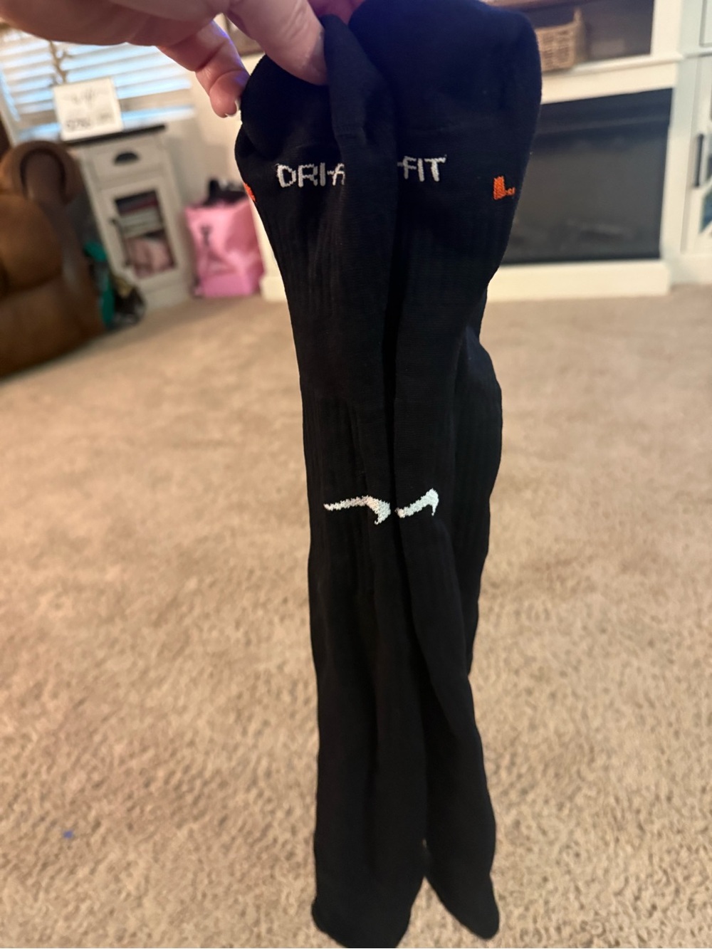 Nike Kids Black Leggings with White Swoosh Accent